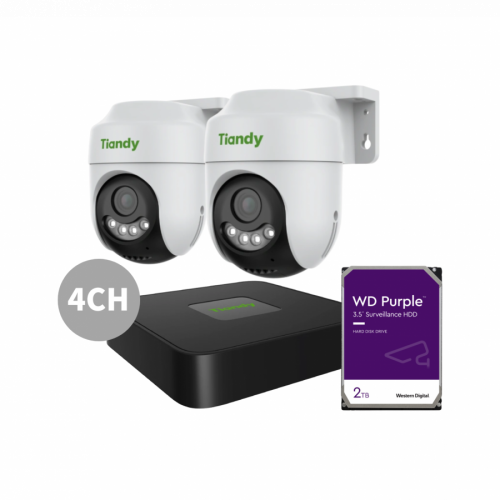 (Speacial Bundle)Tiandy 3MP Fixed Color Maker AI PT Camera Kit