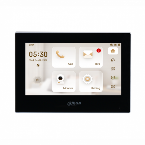 Dahua 7 Inch Touch Screen IP Indoor Monitor Intercom - Black