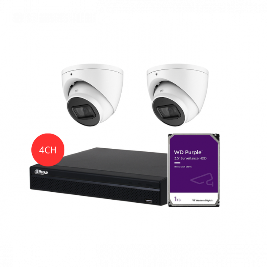 DAHUA KIT 4CH NVR 2*5MP 1TB HDD