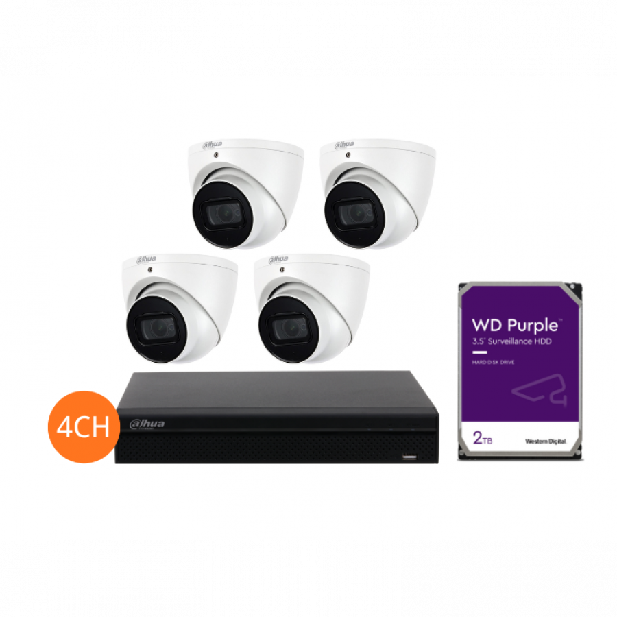 DAHUA KIT 4CH NVR 4*5MP 2TB HDD