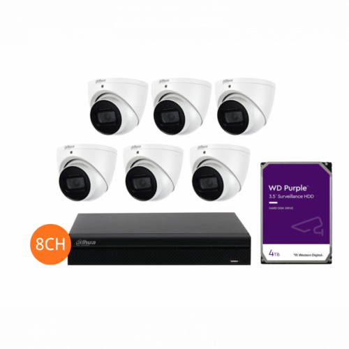 DAHUA KIT 8CH NVR 6*5MP 4TB HDD