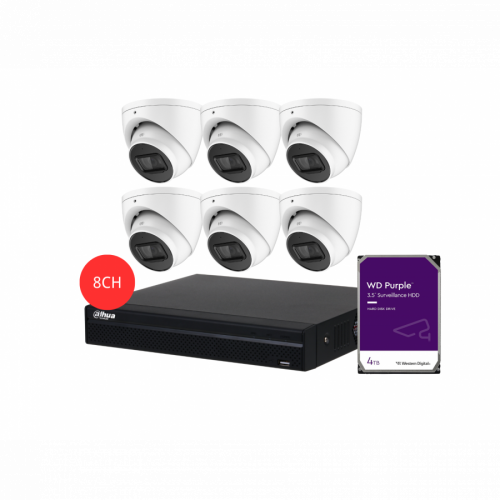 DAHUA KIT 8CH NVR 6*5MP 4TB HDD