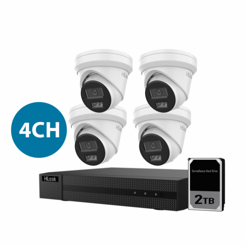 HiLook 4 * 6MP PoE Turret Kit With 4-ch NVR / 2TB HDD