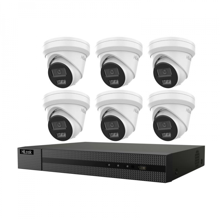 HiLook 6 * 6MP PoE Turret Kit With 8-ch NVR and 4TB HDD