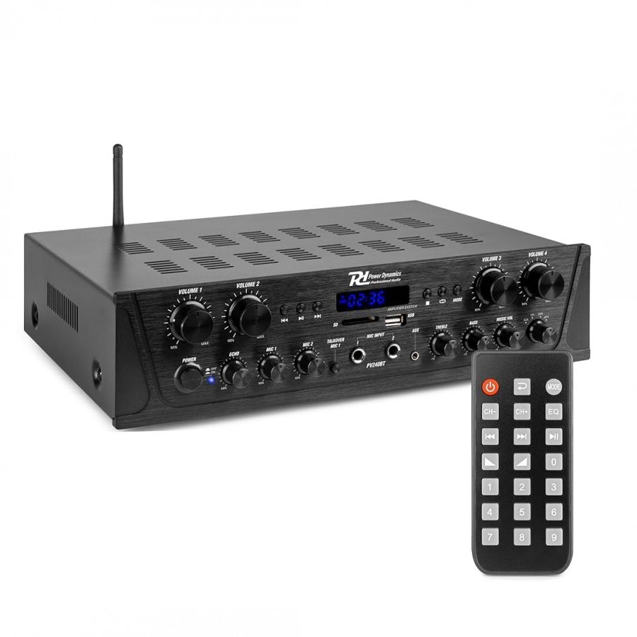 Power Dynamics 4-Channel Audio Amplifier System with BT Audio