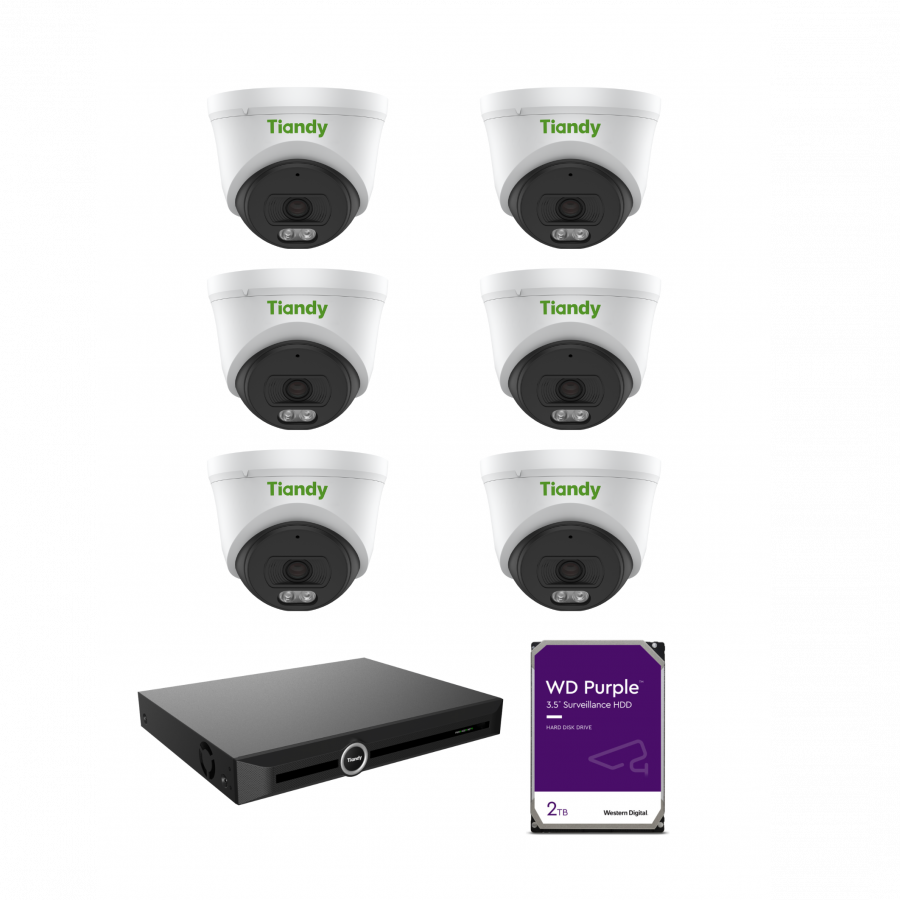 Tiandy KIT 10CH NVR 6*6MP 2TB KIT - PL