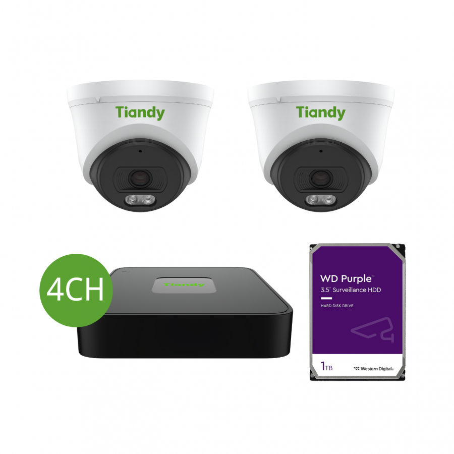 Tiandy KIT 4CH NVR 2*4MP(2ENA-28)+1TB KIT