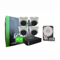 Tiandy KIT 4CH NVR 4*2MP Turret+2TB HDD (HDD: 1 Year Warranty) sm