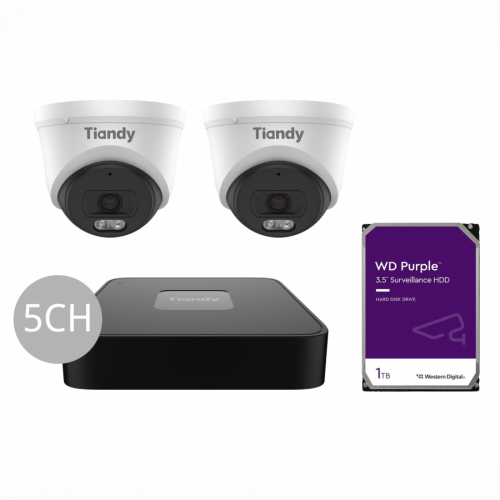 Tiandy KIT 5CH NVR 2*6MP 1TB KIT - PL