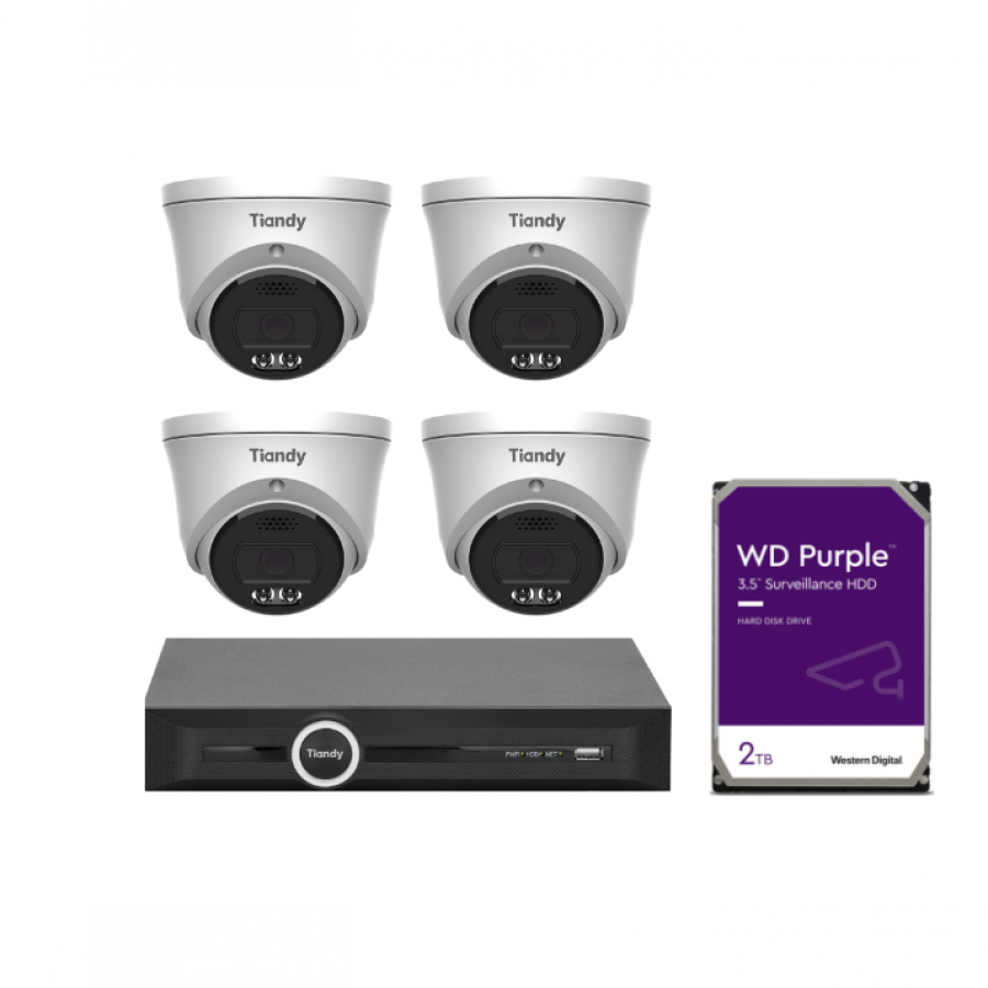 Tiandy KIT 5CH NVR 4*8MP Trilight 2TB KIT