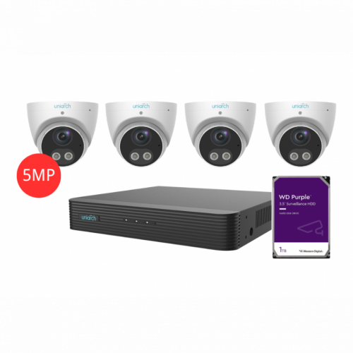 UNIARCH KIT 4CH NVR 4*5MP 1TB INSTALLED